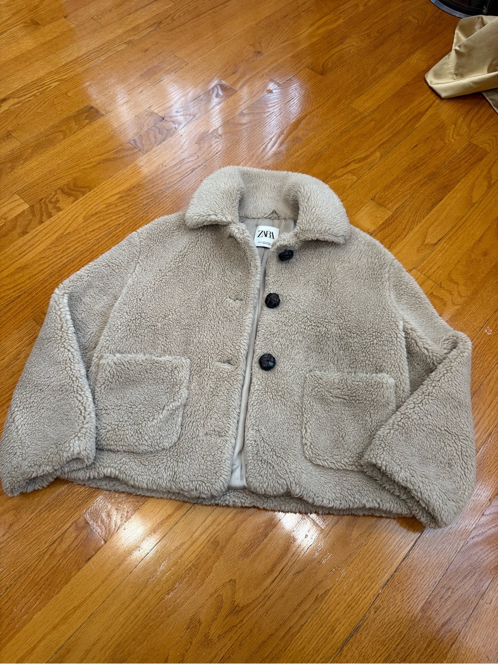 Zara teddy short coat XS
